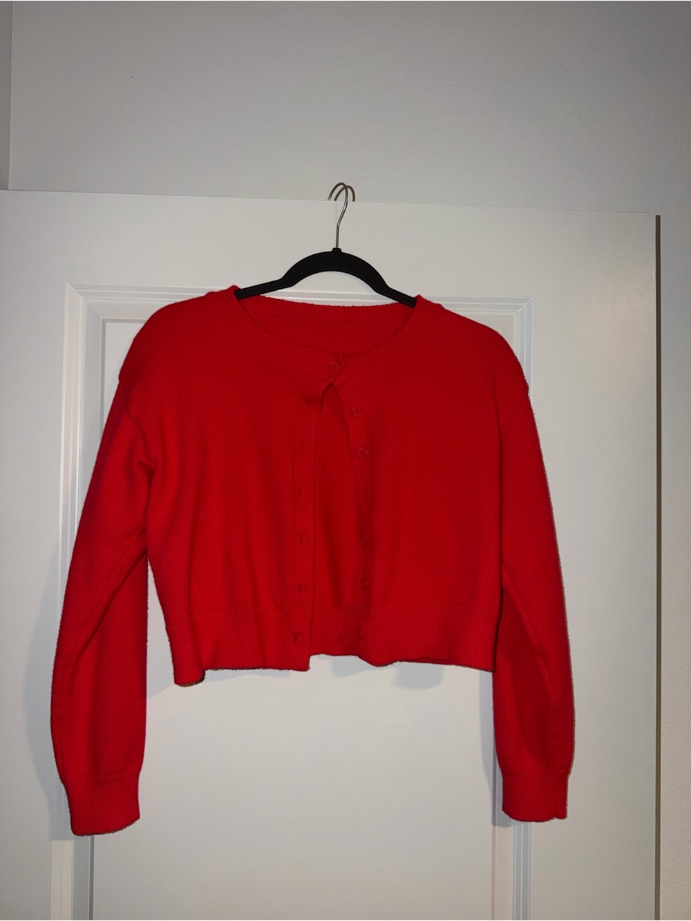 Amazon Red Cropped Cardigan Sweater